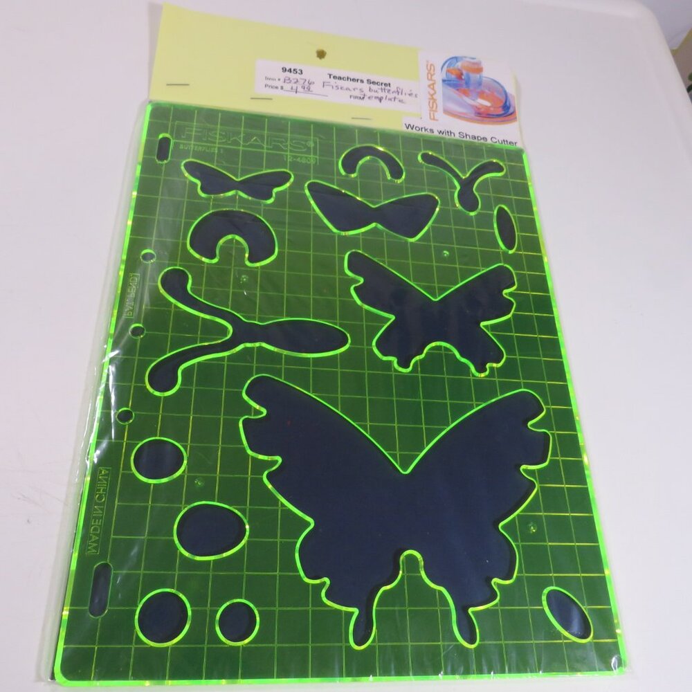 FISKARS “Shape Template” thick acrylic stencil BUTTERFLIES #1